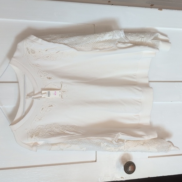 by Anthropologie Embroidered Cutwork Sweatshirt - Picture 2 of 8